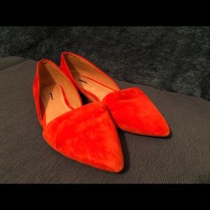 Madewell D’orsay Orange Suede Slip Ons